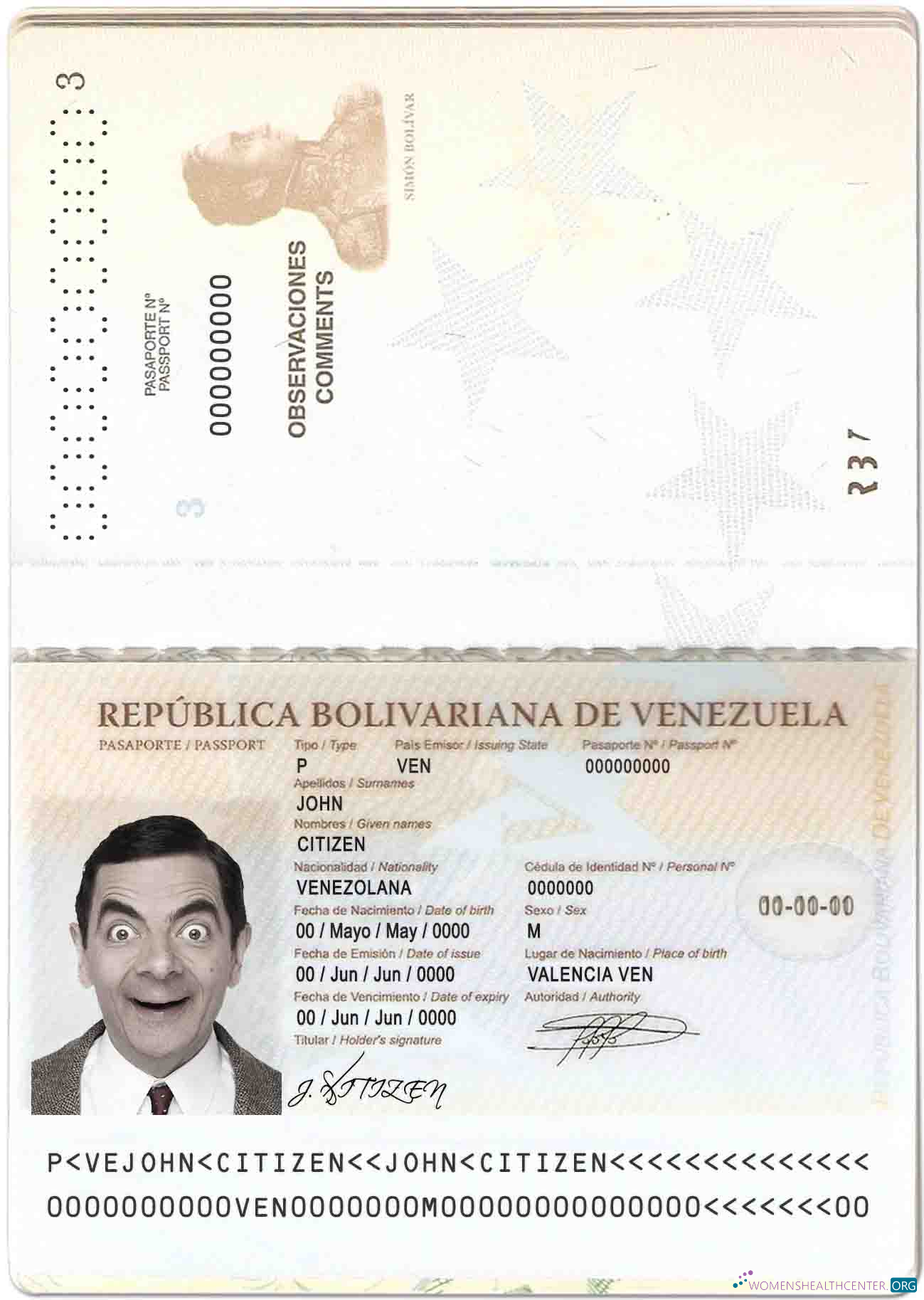 Download Venezuela passport Photoshop template